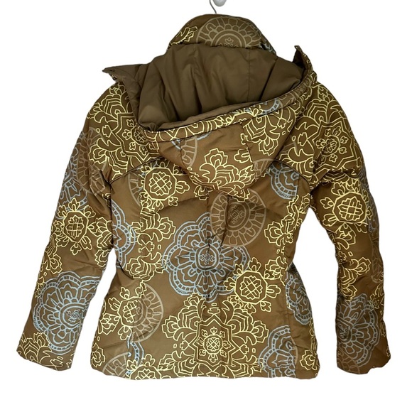 Athleta Womens Abstract Small Goose Down Winter Puffer Coat Jacket Zip off Hood - Picture 15 of 16